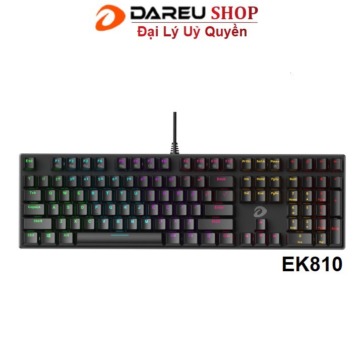 Bàn phím cơ Gaming Dareu EK810 Multiled Đen Black - Bảo hành chính hãng Mai hoàng