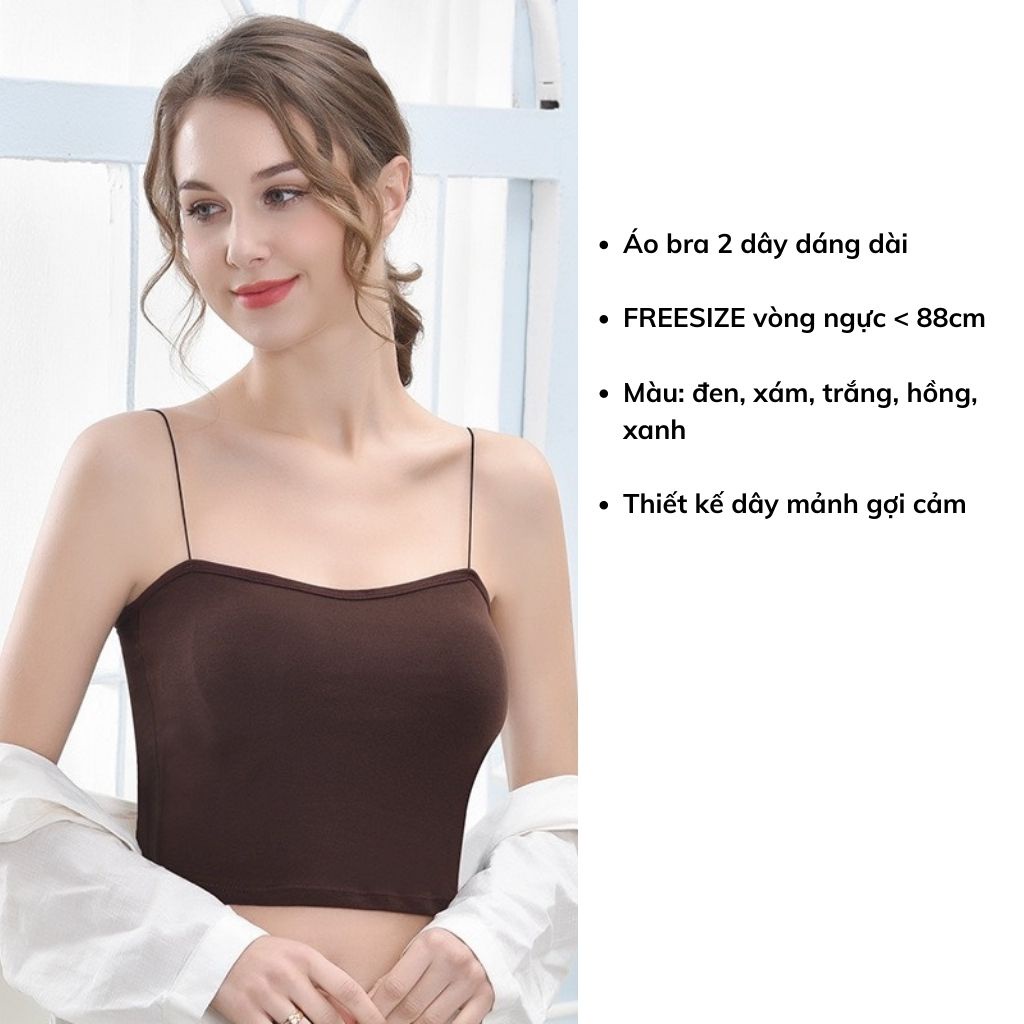 Áo bra 2 dây nữ đẹp, áo lót không gọng dáng dài phong cách croptop gợi cảm JOCOSI 259