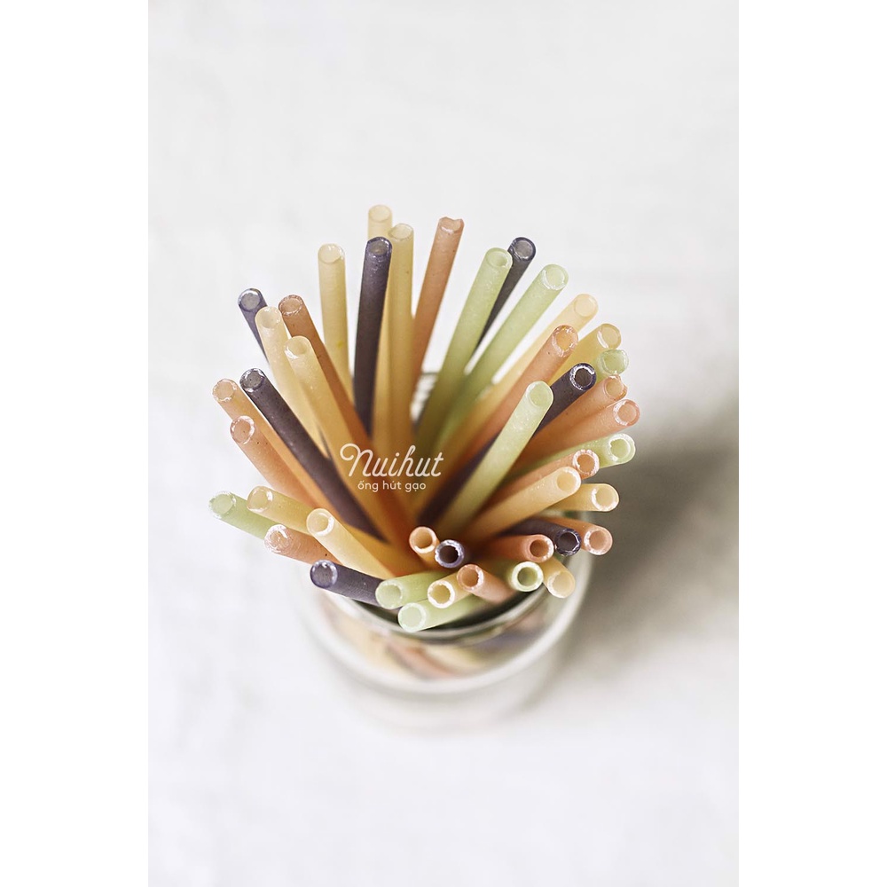 Ống hút gạo NUIHUT/Ống 8mm - dài 22cm /Mix nhiều màu - Hộp 40 ống
