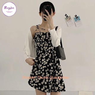 Váy Hoa Hai Dây Hoa Cúc Kiểu Dáng Dễ Thương Xinh Xắn Đầm Hoa Cúc Hai Dây