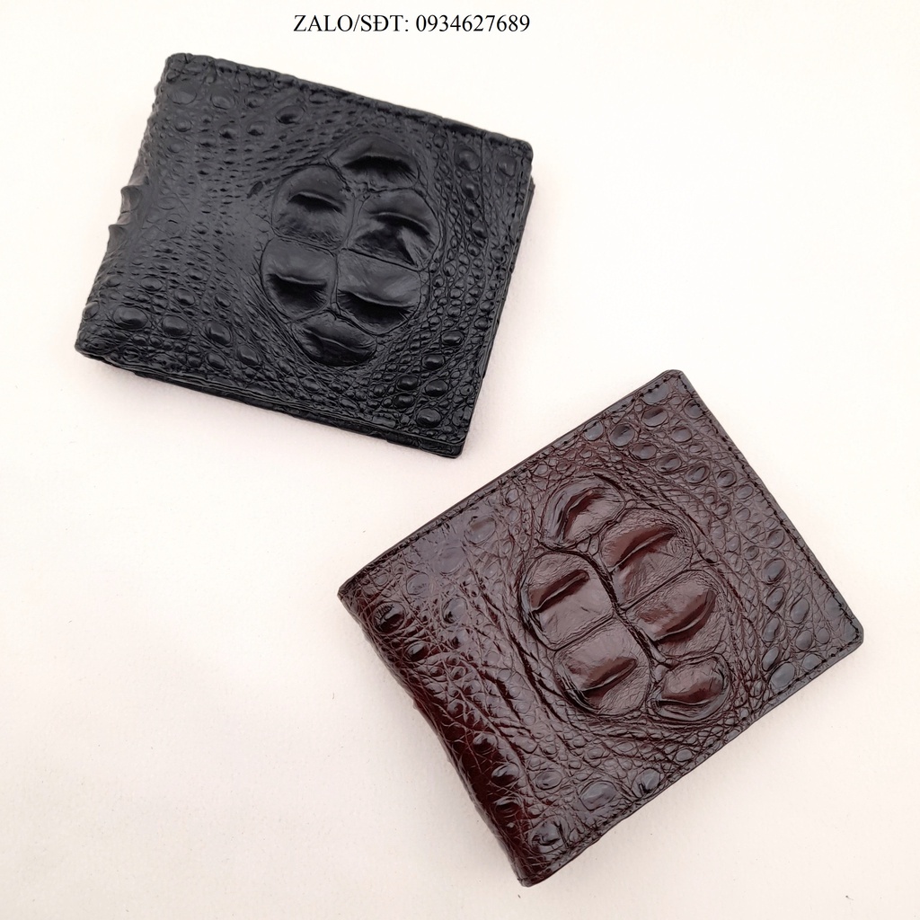 Bóp nam, ví da thật, ví nam cá sấu, bóp da cá sấu lưng gù 2 mặt.