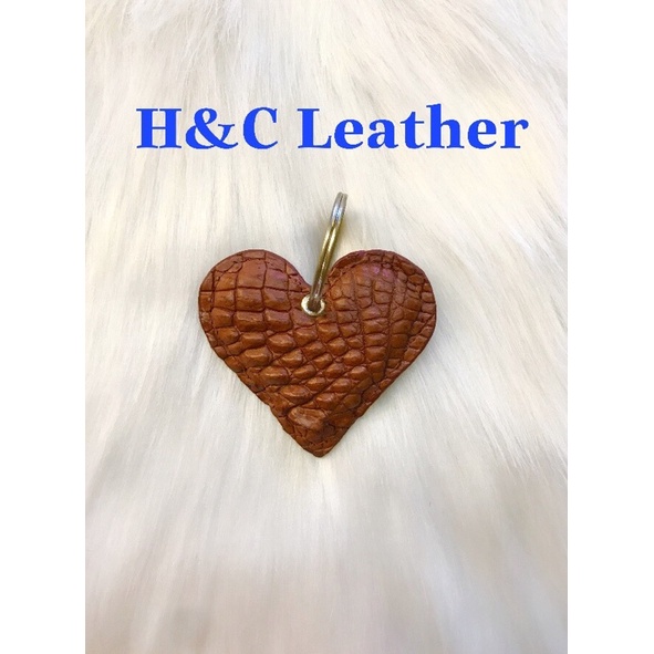 Móc khóa trái tim da cá sấu thật 100% size trung