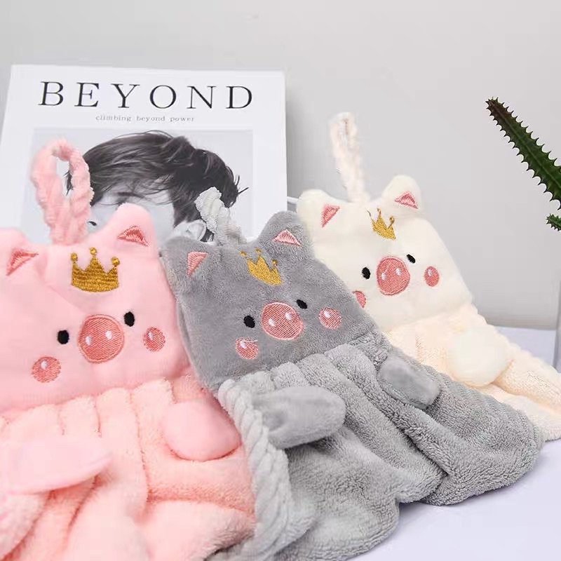 Khăn lau tay có móc treo, Khăn Lau Tay Sợi Nhỏ Thấm Hút Tốt Phong Cách Hàn Quốc Dễ Thươn