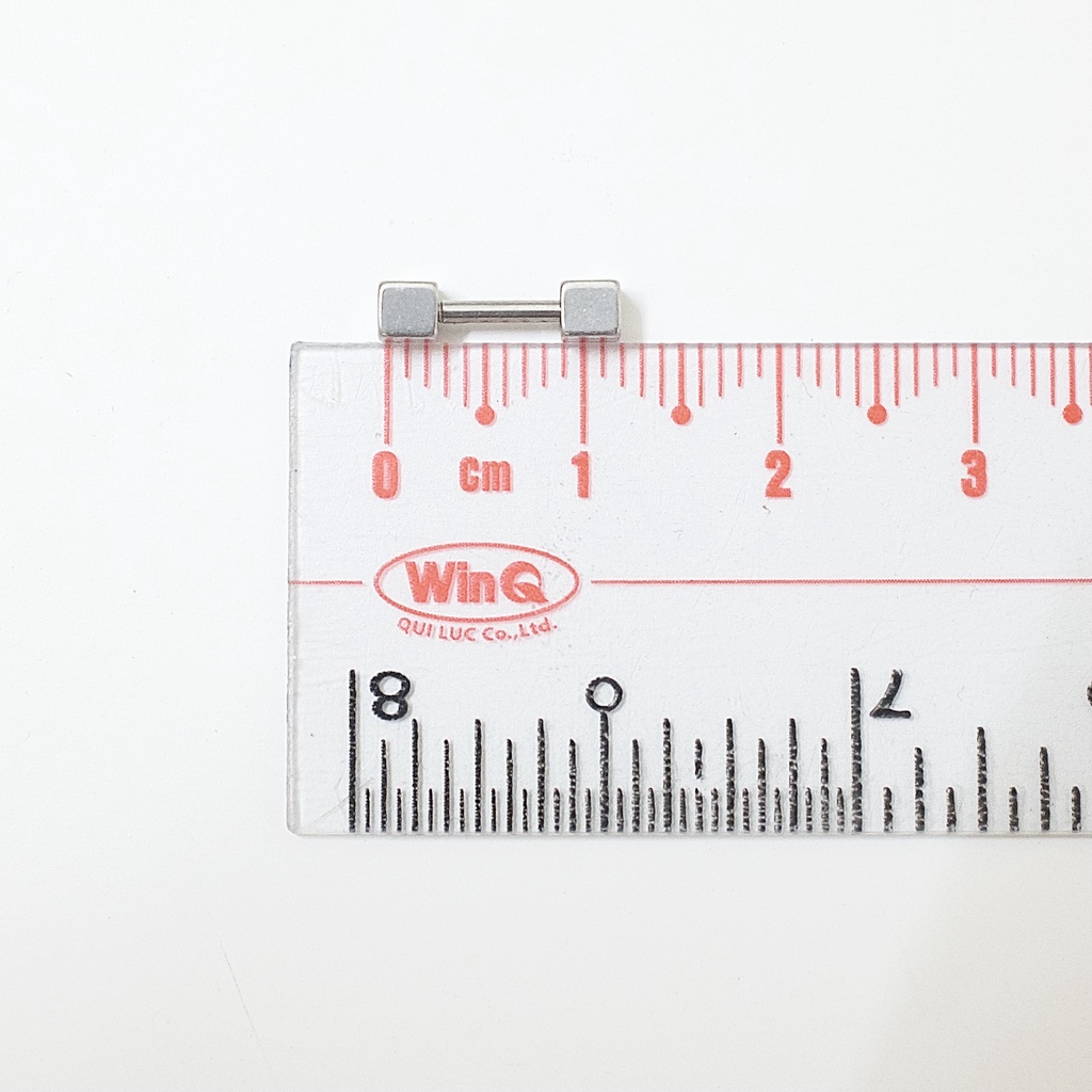 Khuyên Tai Unisex  2 Đầu Vuông Titan Không Đen Không Ngứa Không Dị Ứng Không Gỉ Sét julies box 66