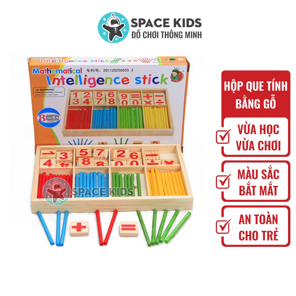 Đồ chơi giáo dục Hộp que tính gỗ học toán thông minh cho bé Space Kids