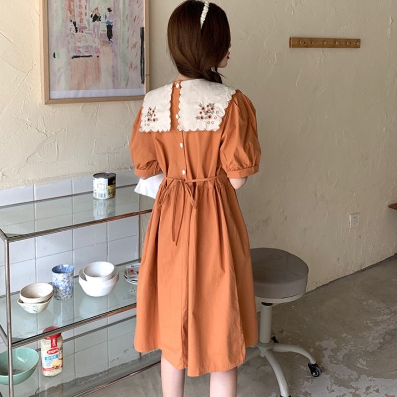 Đầm Chữ A Cột Dây Tay Phồng Thời Trang Retro 2022 Cho Nữ