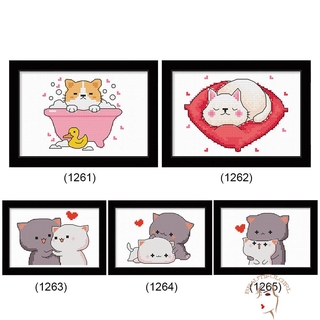 Tranh Thêu Chữ Thập 11ct Hình Chó Mèo Hoạt Hình