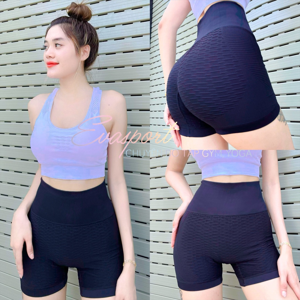 QUẦN ĐÙI NỮ LEGGING NAQIYAYABEI CẠP CAO DỆT KIM, CÓ CHUN MÔNG TẬP GYM YOGA THỂ THAO EVASPORT