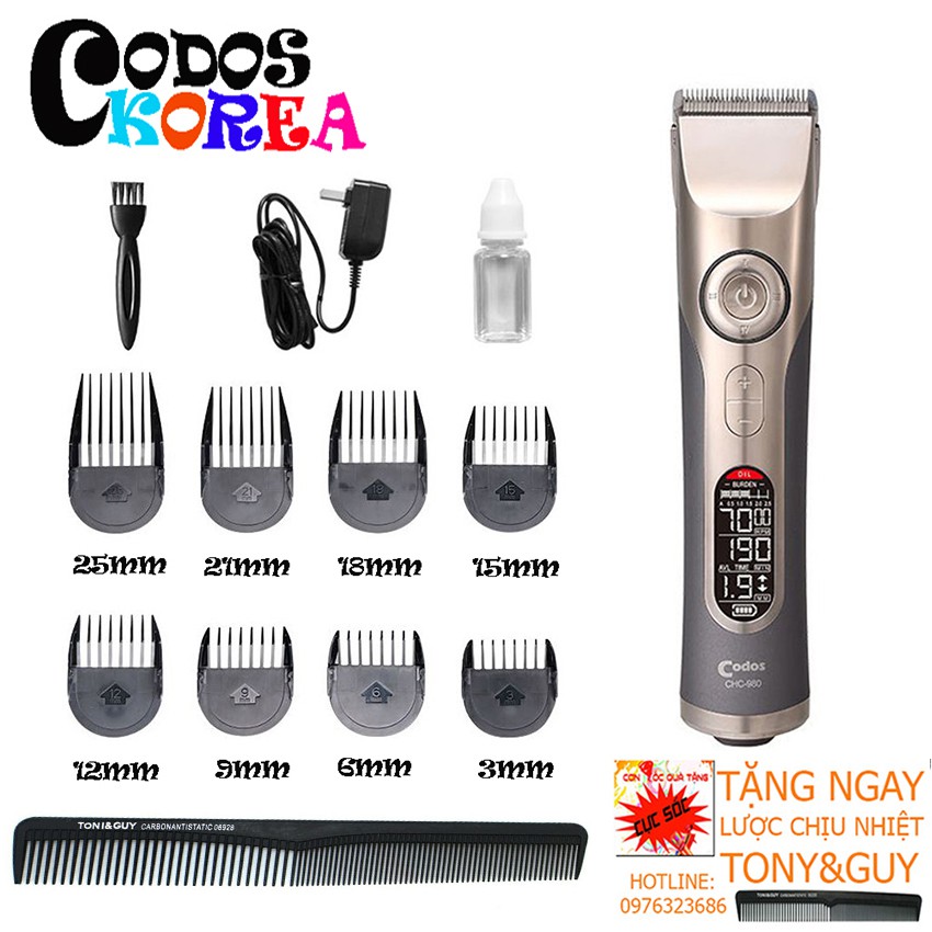 Tông Đơ Cắt Tóc Codos CHC 980 Chuyên Nghiệp Cao Cấp Tặng 01 Lược Tony&Guy Cao Cấp.