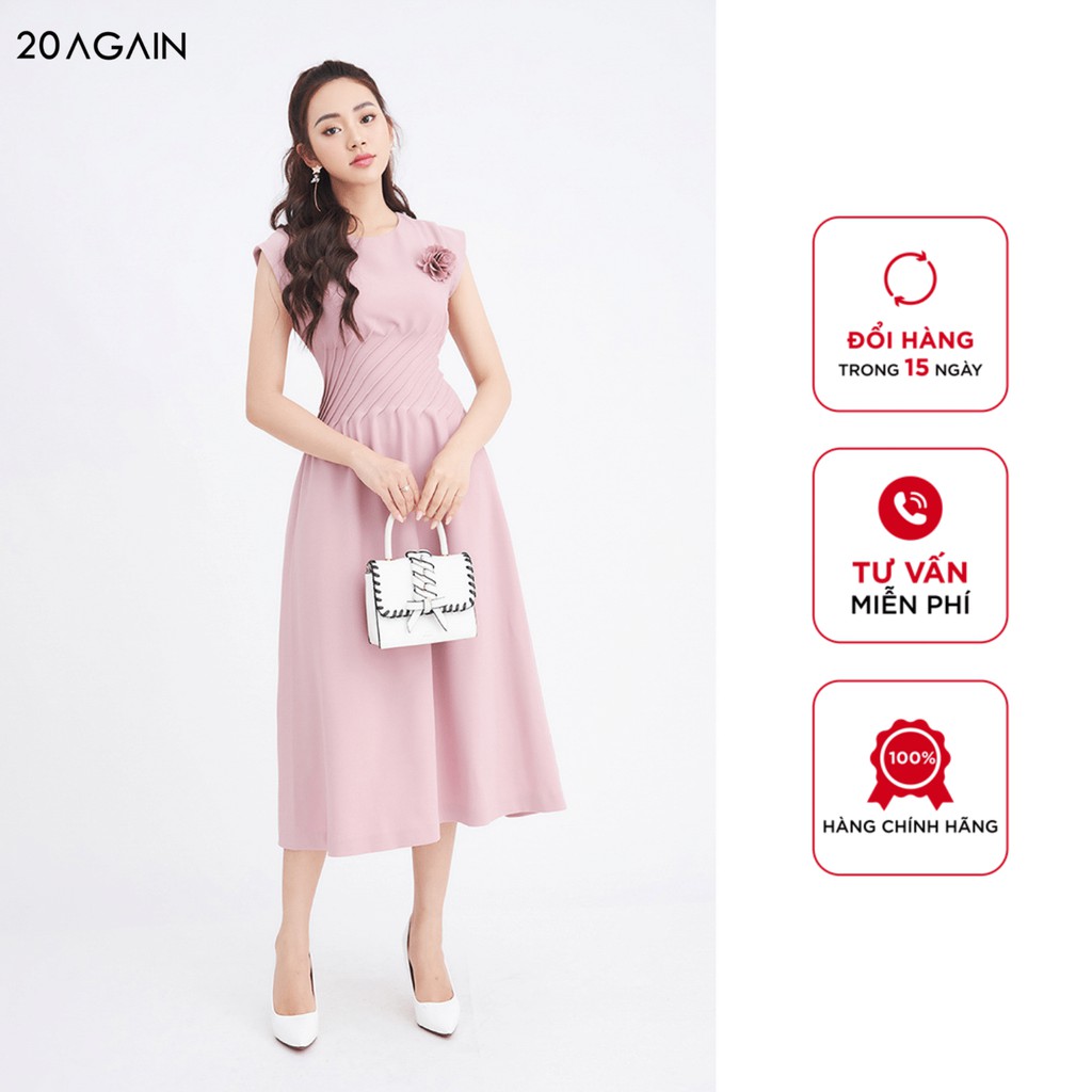 Đầm xòe chiết eo 20AGAIN DEA1200, đầm công sở thanh lịch, tôn dáng | BigBuy360 - bigbuy360.vn