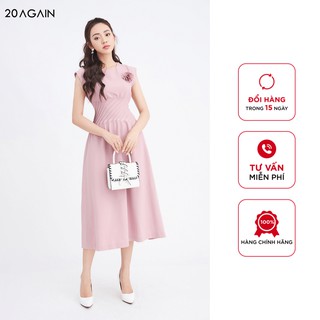 Đầm xòe 20AGAIN chiết eo phong cách công sở thanh lịch, tôn dáng DEA1200