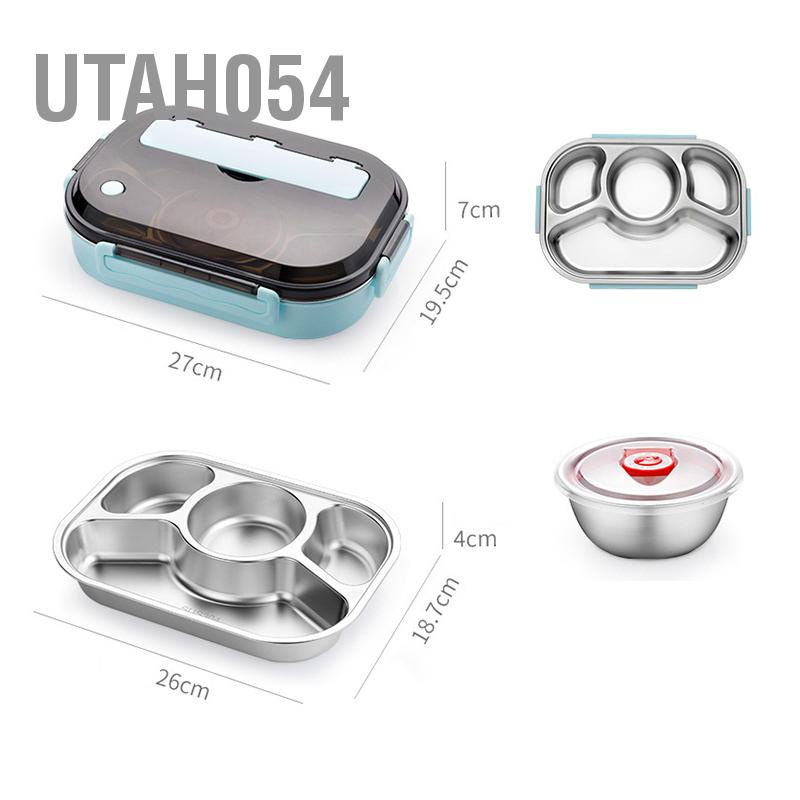 [Hàng Sẵn] Hộp cơm giữ nhiệt văn phòng   4 ngăn chống tràn, 4 màu hiện đại, hâm nóng đơn giản【Utah054】