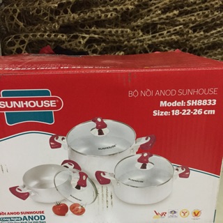 Combo bộ nồi sunhouse sh 8833, bánh sữa ba vì
