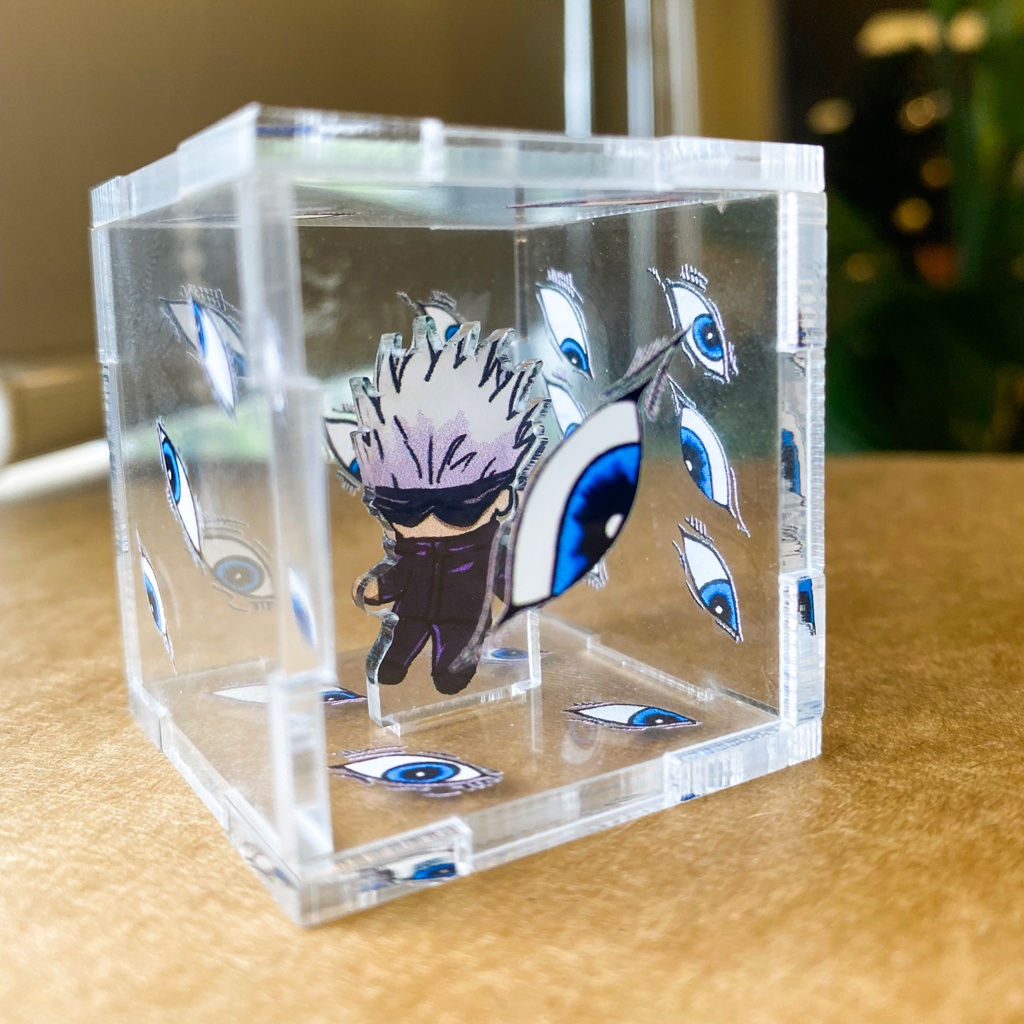 Mô hình arcrylic Ngục Môn Cương Satoru Gojo Chú thuật hồi chiến Jujutsu Kaisen trang trí bàn học giá sách truyện anime