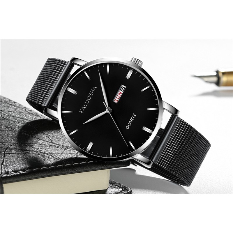 (TRỢ GIÁ KHỦNG) Đồng Hồ Nam 2 Lịch KALUOSHA JAPAN K6886 Đẳng Cấp DOanh Nhân Dây Thép Lụa Cao Cấp_Full Box | BigBuy360 - bigbuy360.vn