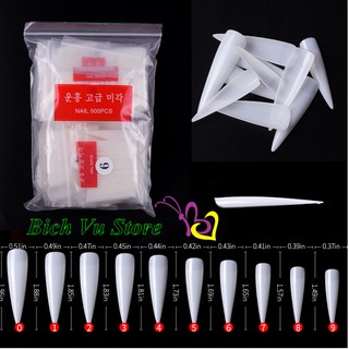 Móng úp nhọn form dài | 10size(xem kỹ kích thước giúp shop)