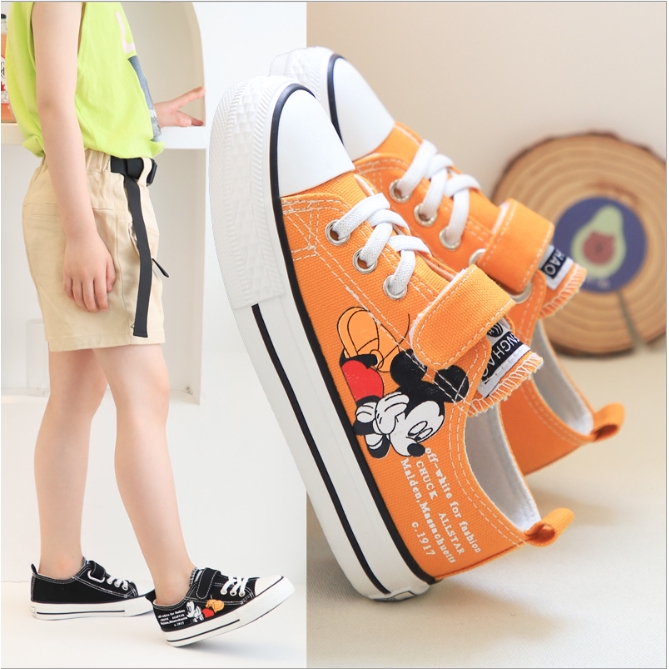 Giày trẻ em quai dán rẻ đẹp KIDS SMART, Giày đế bệt cao cấp hình MicKey cho bé