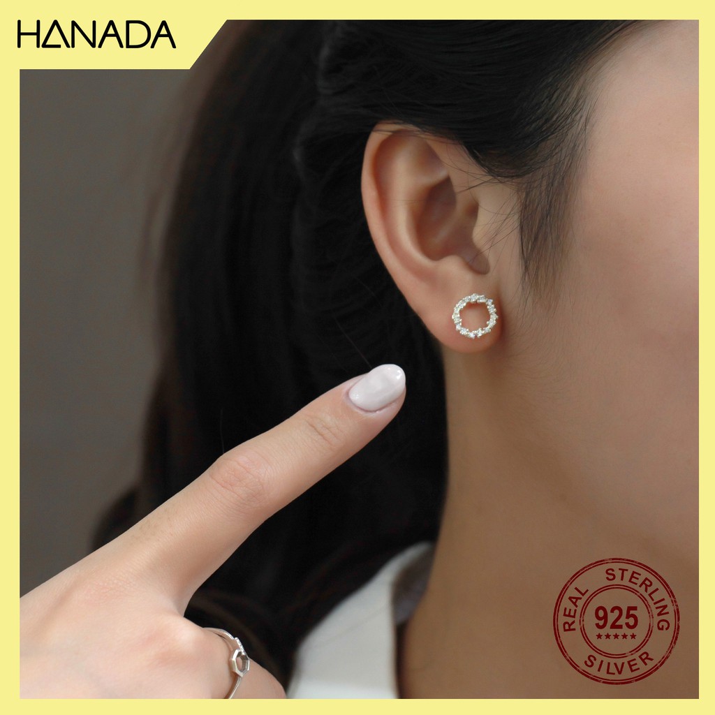 Trang Sức Bạc Hanada, Bông Tai Bạc Ý 925 Cao Cấp, Bông Nụ Huyền Thoại Biển Xanh Tròn Đá 0369