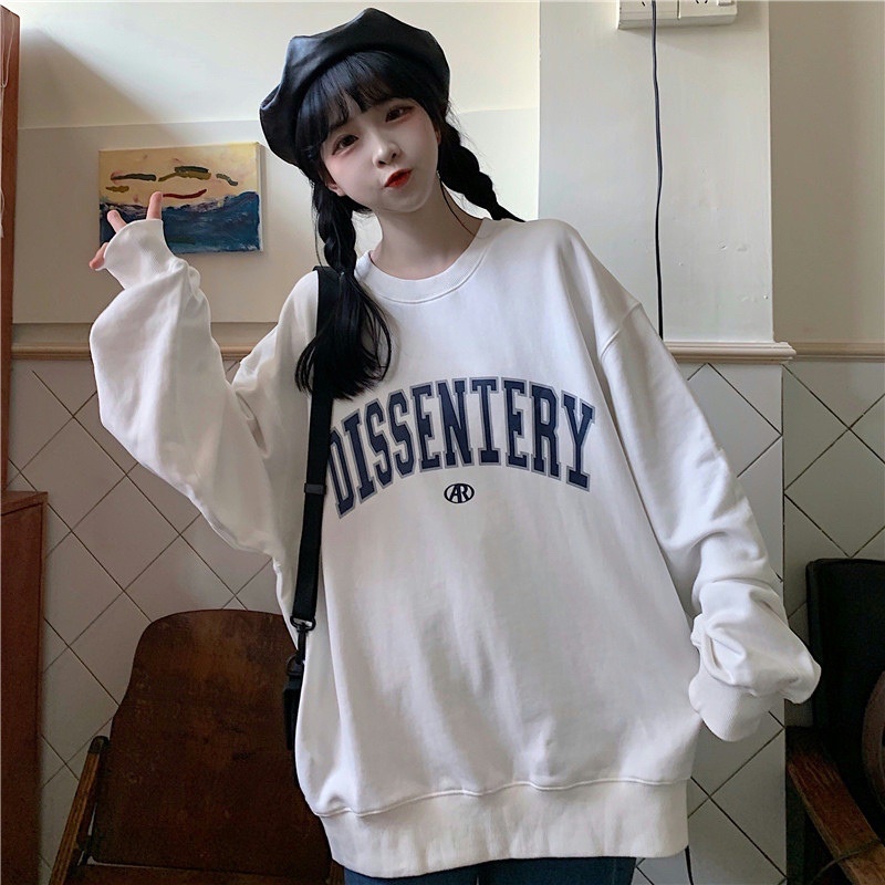 Áo nỉ trắng dài tay in chữ siêu rẻ đẹp (Ảnh thật)