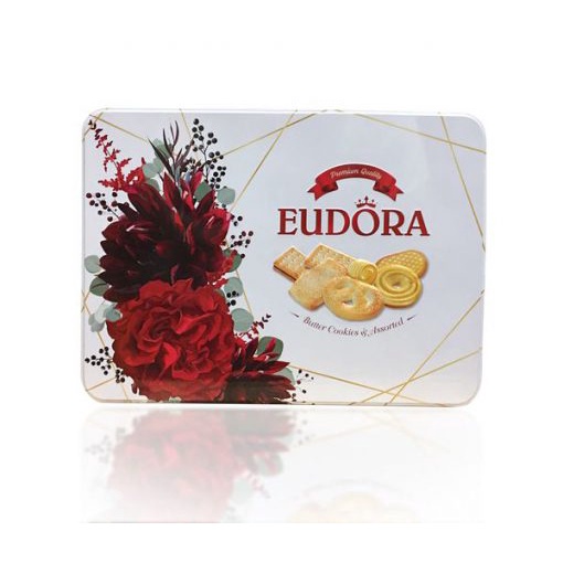(HÀNG TẾT 2022)_ BÁNH QUY BÔNG HOA HỘP THIẾC EUDORA 423G