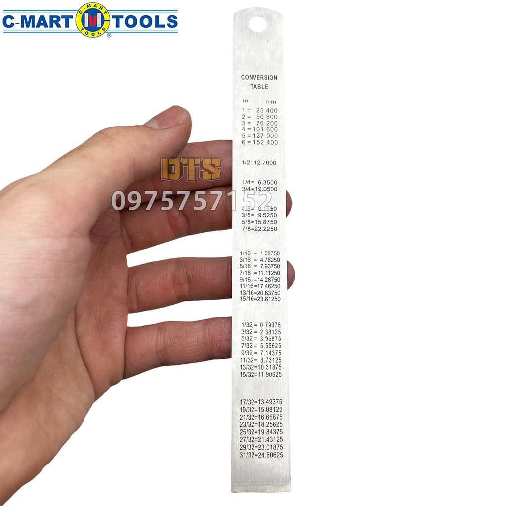 Thước lá thép, thước kẻ không gỉ chính hãng C-Mart, thước thép thẳng siêu bền độ cứng cao, số rõ nét, độ chính xác cao