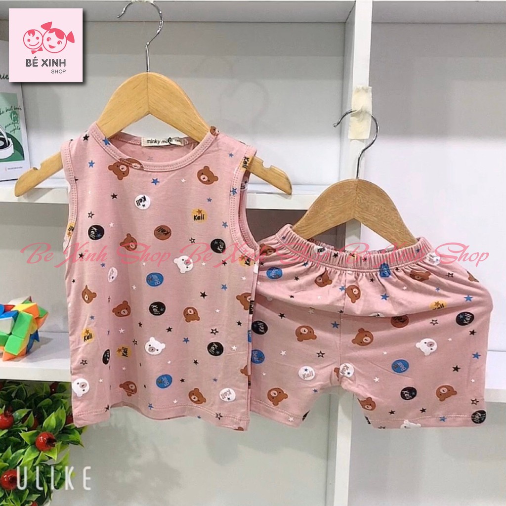 Quần áo bộ ba lỗ cho bé trai bé gái mặc nhà Minky Mom [GiáShock] set đồ bộ thun cho bé gái trai mùa hè mặc ởnhà GẤU KELI