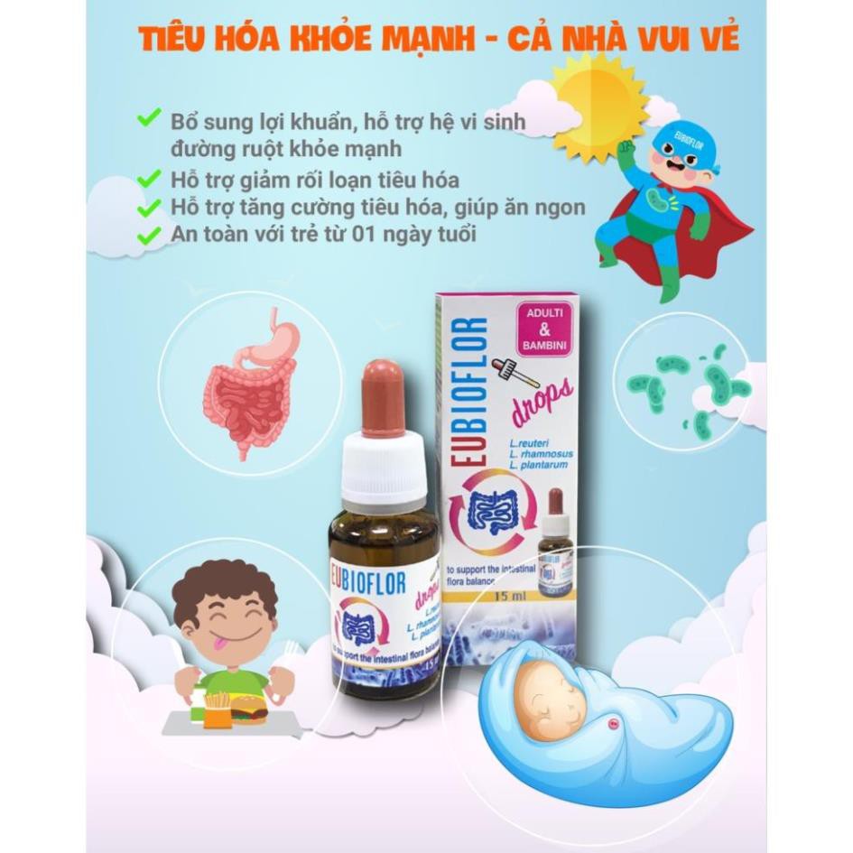Men vi sinh nhỏ giọt - ĂN NGON - GIẢM TIÊU CHẢY - CHƯỚNG BỤNG ĐẦY HƠI - Có quà tặng kèm - Eubioflor