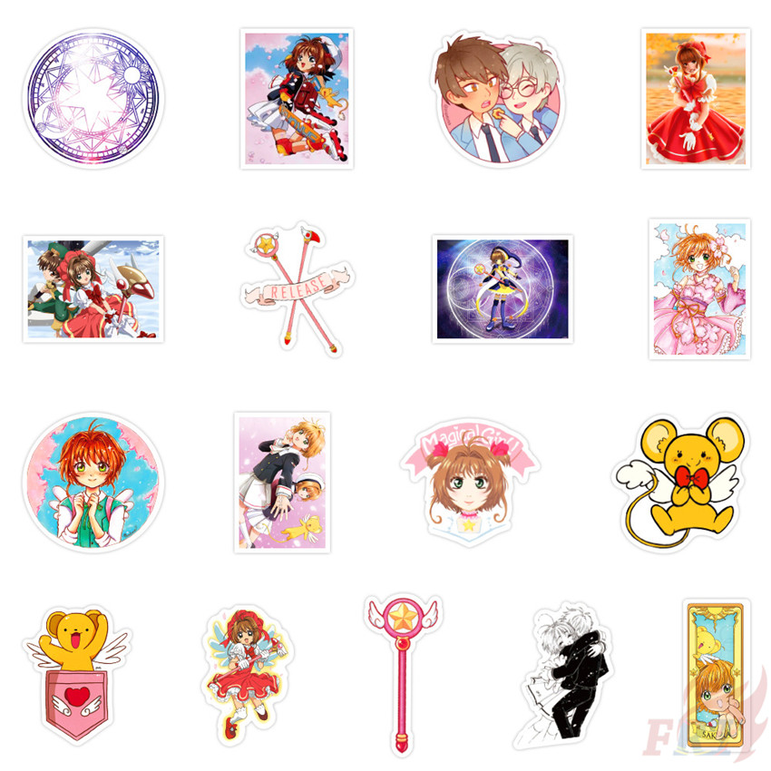 Bộ 50 miếng dán hình nhân vật Card Captor Sakura seri 01 trang trí vali / laptop / ván trượt thời trang