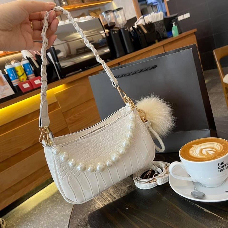 [Mã FAMAYWA2 giảm 10k đơn từ 50k] Túi Kẹp Nách Quai Tết Phối Dây Ngọc Bánh Bèo Có Dây Đeo Chéo | BigBuy360 - bigbuy360.vn