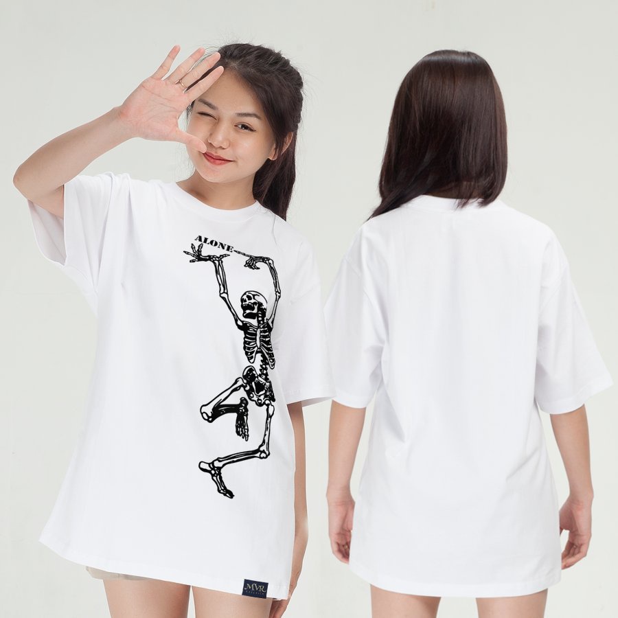 Áo thun nữ unisex Khiêu vũ với thần chết bộ xương nhảy một mình MVR KK3994
