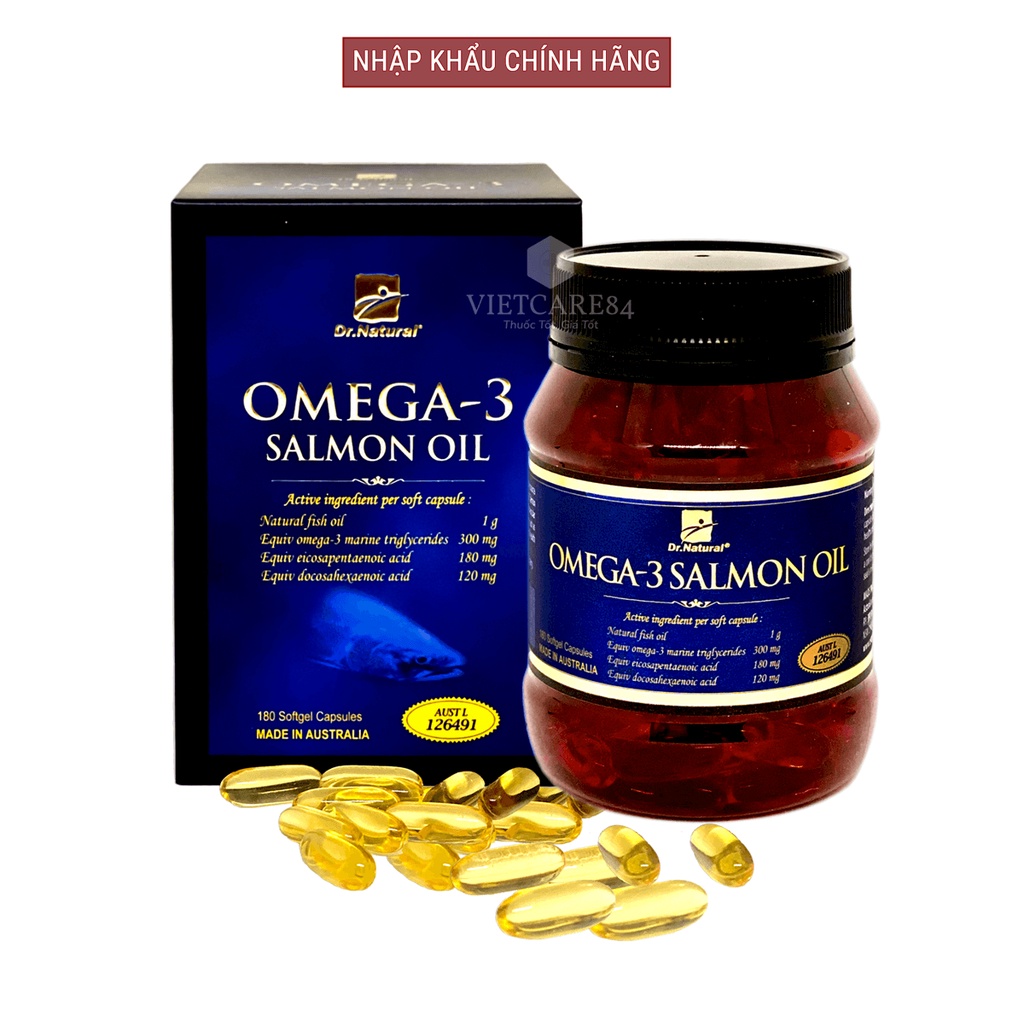 Viên uống Omega 3 dầu cá Hồi nhập khẩu chính hãng Úc OMEGA 3 SALMON OIL (180 viên)