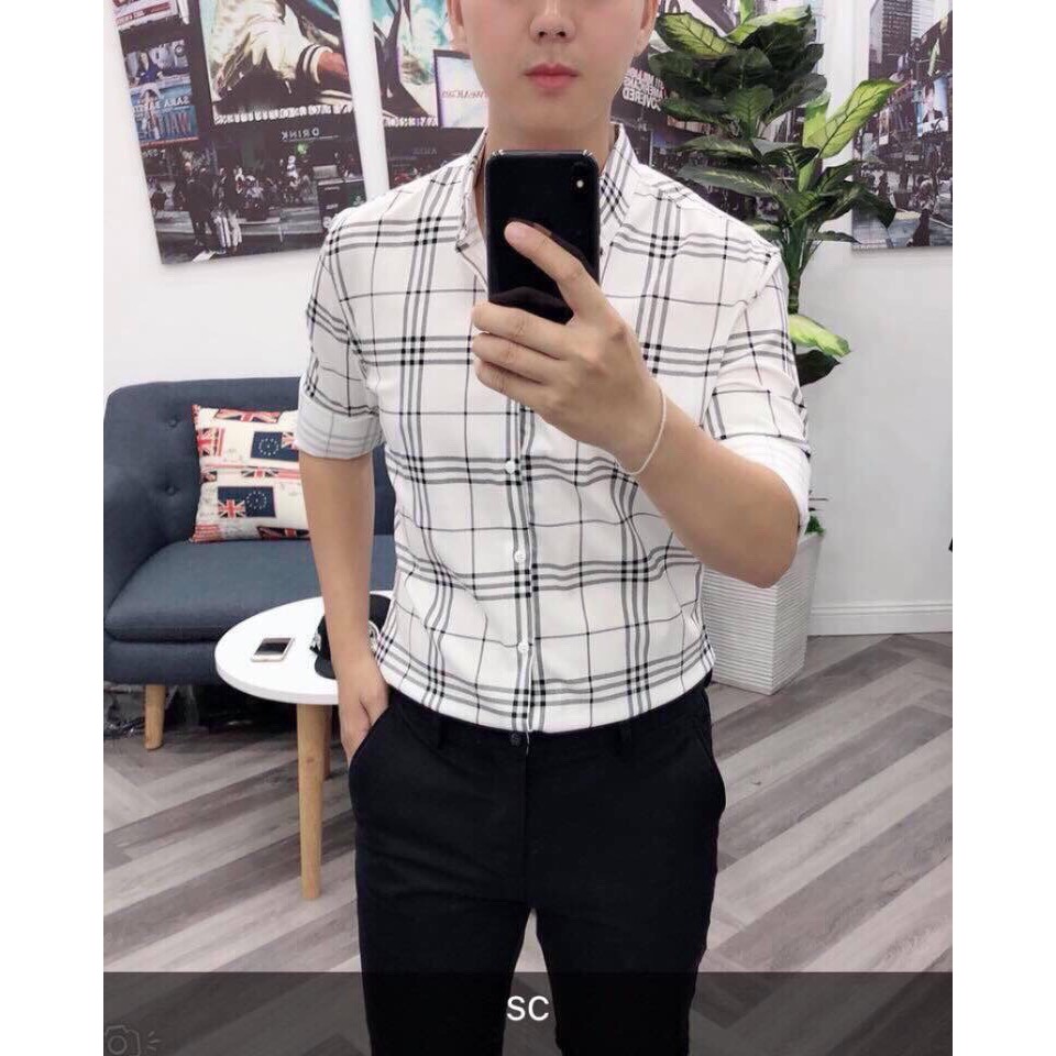 ÁO SƠ MI NAM BODY NAM CARO KHÔNG NHĂN Y HÌNH