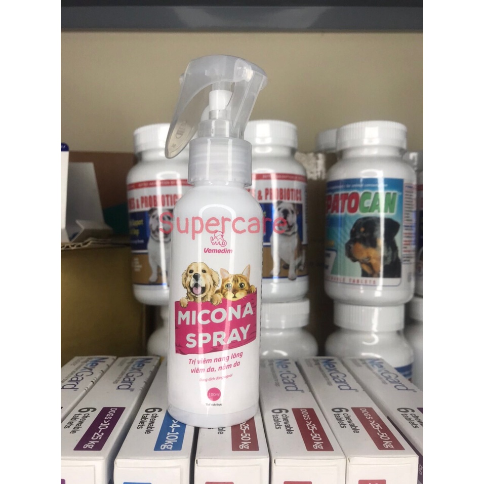 Chai xịt nấm da Micona Spray toàn thân thú cưng
