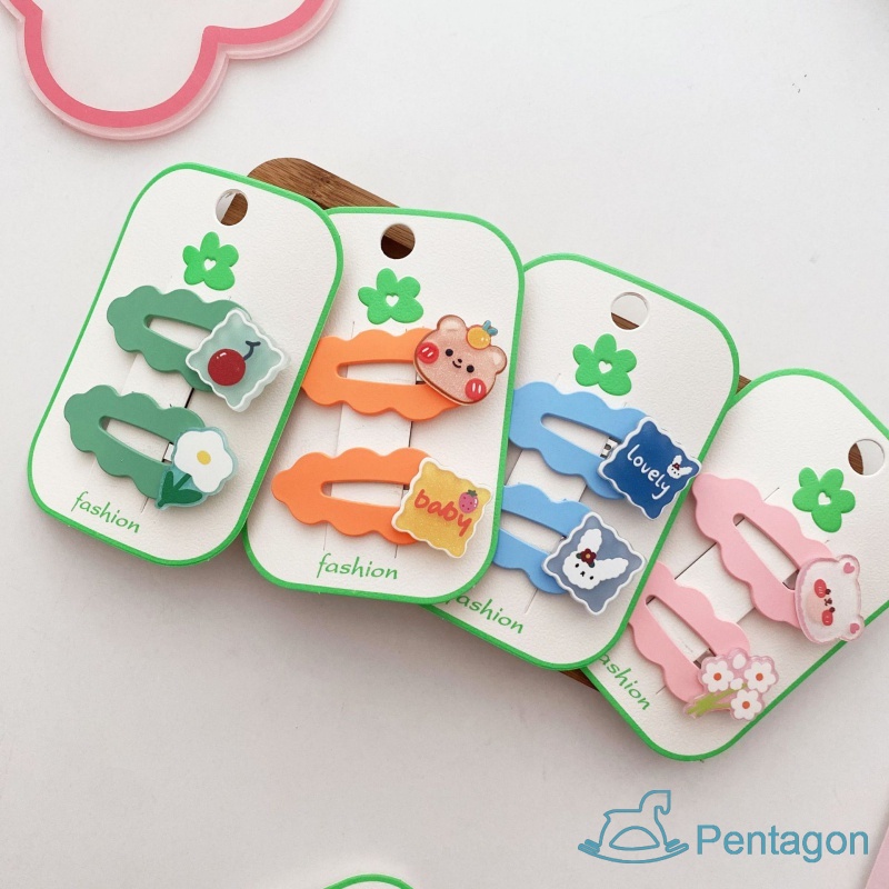 Set 2 Kẹp Tóc Nhựa Họa Tiết Đám Mây Dễ Thương Cho Bé Gái