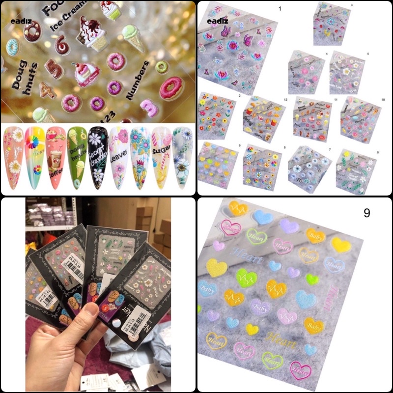 Sticker nổi 9D dán trang trí móng siêu đẹp