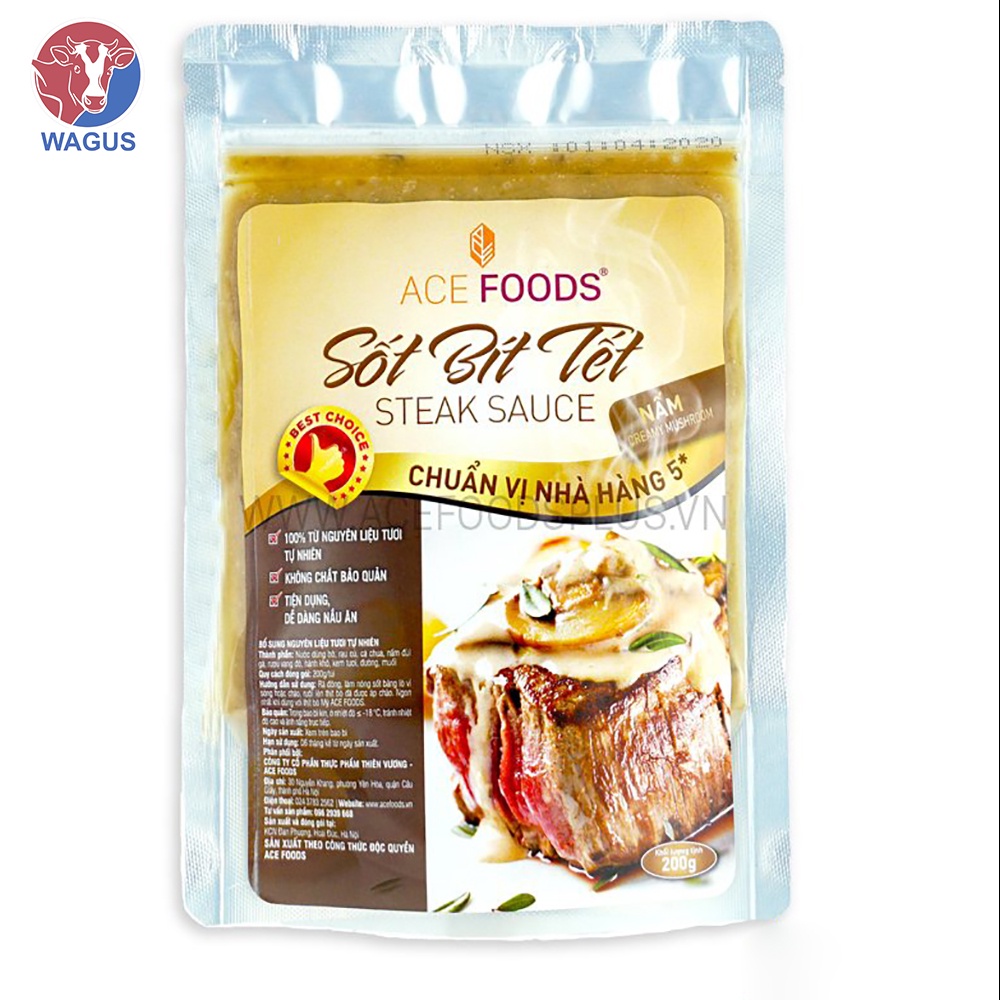 [HÀ NỘI] [GIAO 24h] Sốt bít tết (vị nấm/tiêu đen) 200g/gói hiệu ACE FOODS+, Beefsteak sauce [KS0120081 BL]