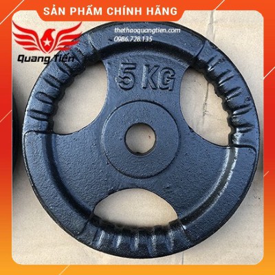 Bánh tạ gang 5kg , miếng tạ đĩa sắt 3 cánh 5 kg phi 30 bền đẹp đủ cân sơn tĩnh điện