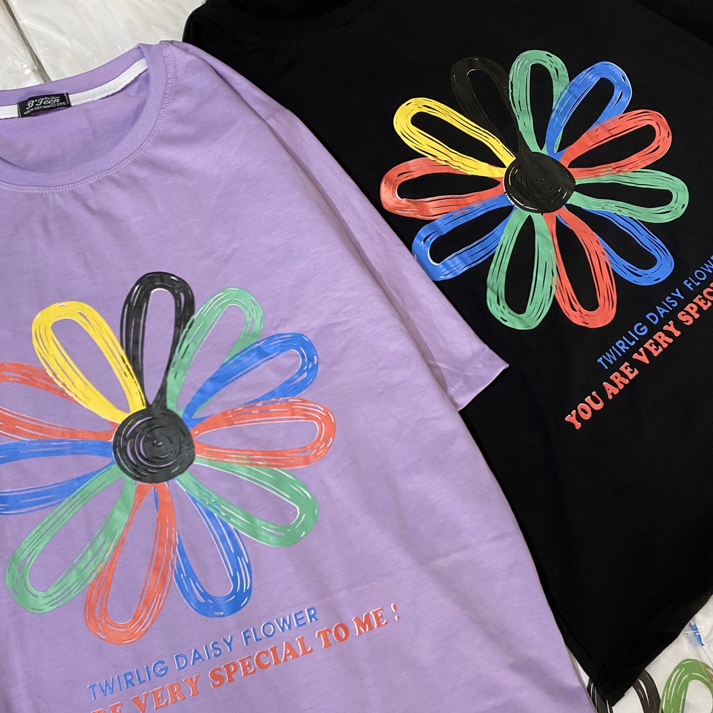 [ HÌNH THẬT ] Áo thun tay lỡ HOA CẦU VỒNG Unisex