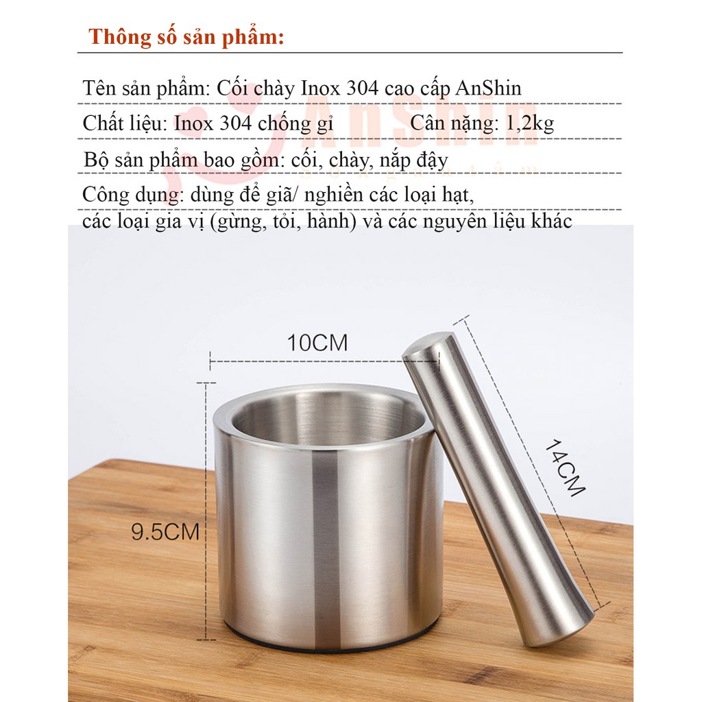 MVP1482 Bộ cối chày Inox 304 cao cấp