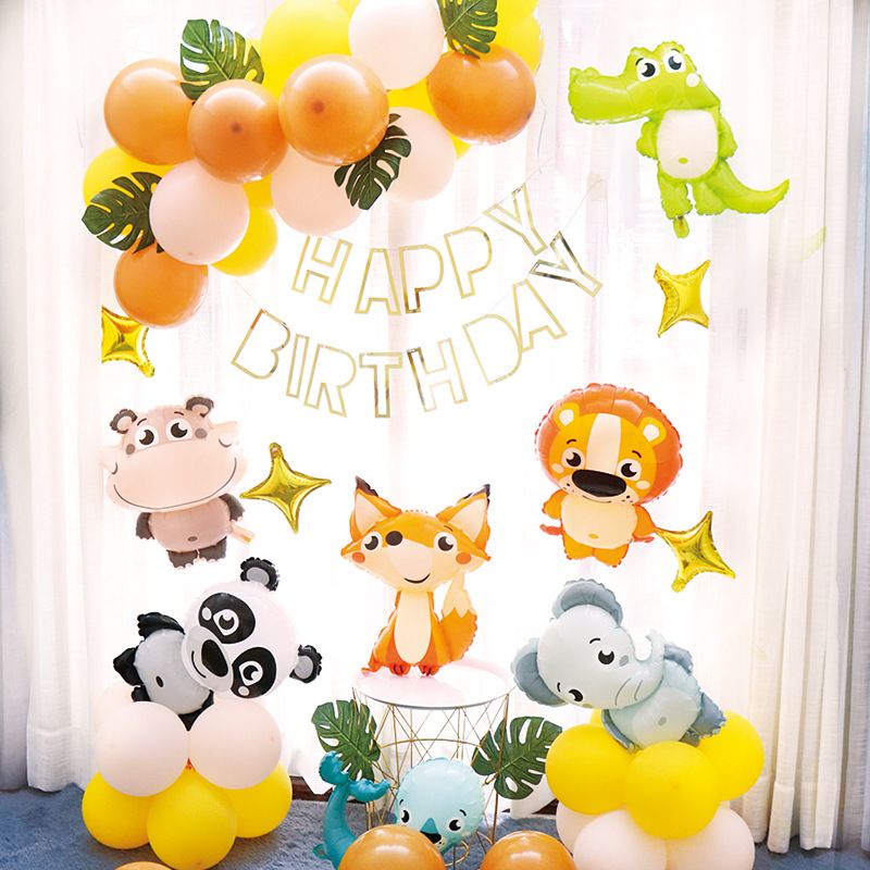 (TẶNG BƠM KEO ) SET BÓNG SINH NHẬT CHO BÉ TRAI/ BÉ GÁI THÔI NÔI CON CỌP , SƯ TỬ , HÌNH CON THÚ SIÊU DỄ T