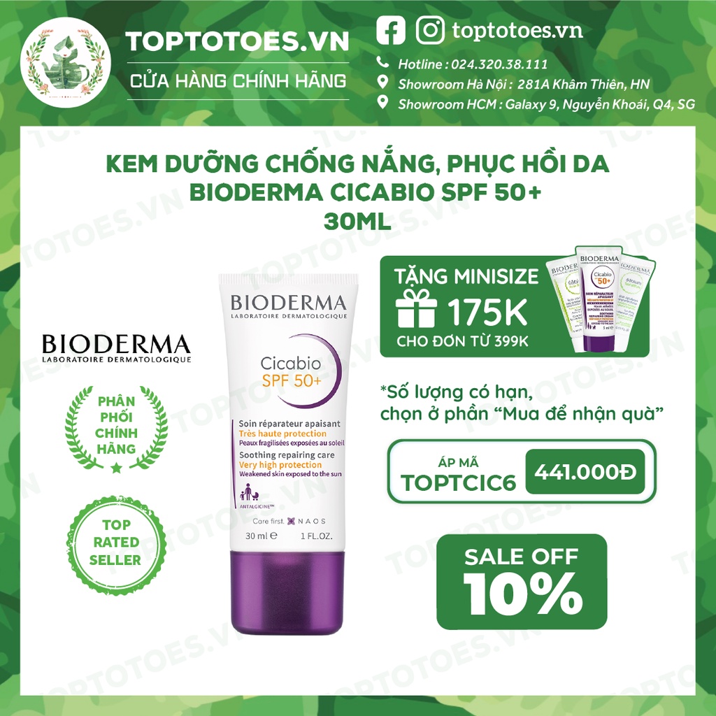 Kem dưỡng chống nắng, phục hồi da Bioderma Cicabio SPF 50+ 30ML [NHẬP KHẨU CHÍNH HÃNG 100%]