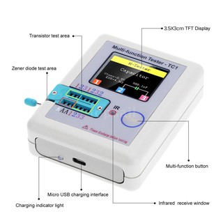 Colorful Display Transistor Tester Multi-functional TFT Backlight Didoe Triode Capacitance Resistor Detector Inductance