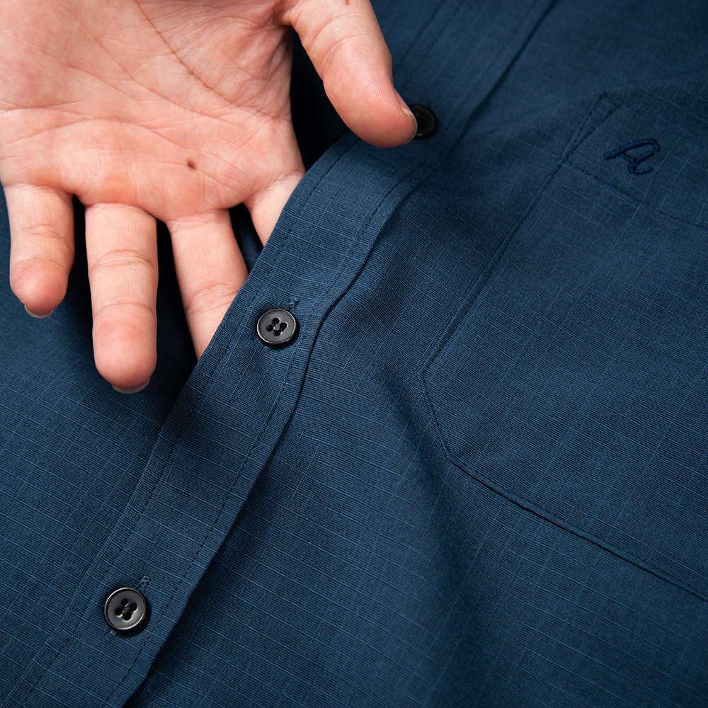 Áo Sơ Mi Nam Công Sở Trung Niên Anton Somianton Dài Tay Xanh Than Họa Tiết Vải Sợi Tre Thoáng Mát- YAT207