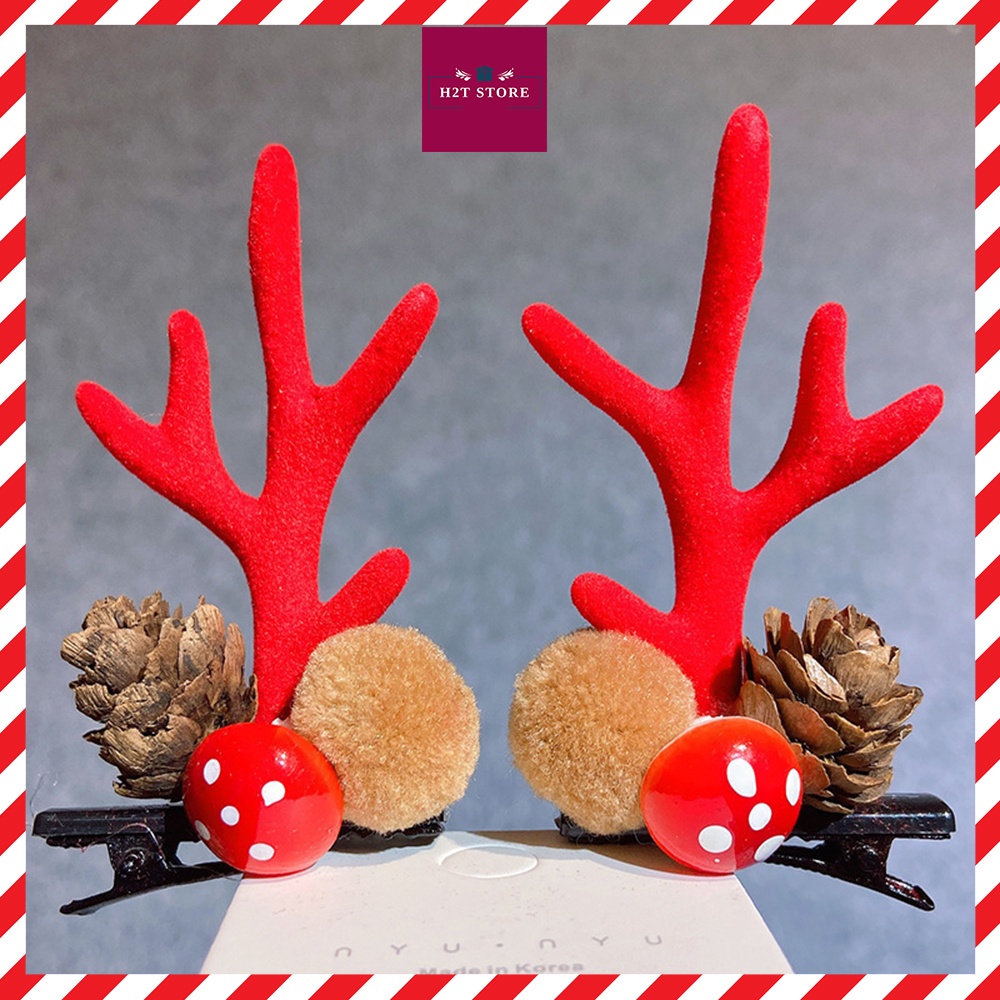 Cài tóc noel hình sừng tuần lộc giáng sinh size 7cm dễ thương hàng có sẵn