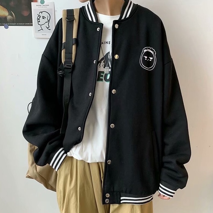 Áo khoác bóng chày nam thời trang Hàn Quốc cho nữ new ifashion top đơn sắc in hoaThêu thùa áo dài tay coat