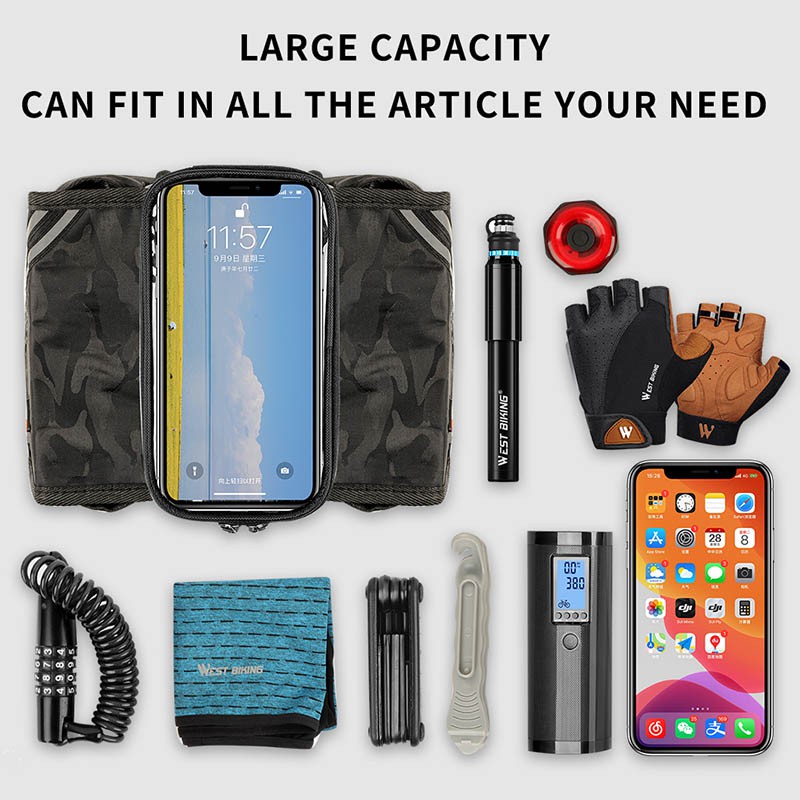 Túi Đựng Điện Thoại 6.5 Inch WEST BIKING Chống Mưa Phản Quang Với Màn Hình Cảm Ứng Dành Cho Xe Đạp