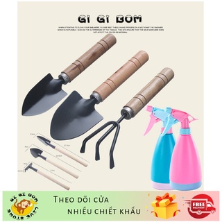 GiGiBomstore Bộ 3 Món Cuốc Xẻng Cán Gỗ Làm Vườn máy phun xịt sân vườn Sắp xếp dụng cụ làm vườn tại nhà
