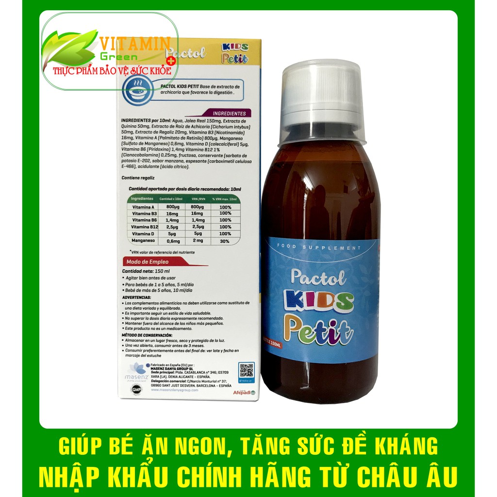 PACTOL KIDS PETIT GIÚP BÉ ĂN NGON, TĂNG SỨC ĐỀ KHÁNG (150ml) | NHẬP KHẨU CHÍNH HÃNG CHÂU ÂU