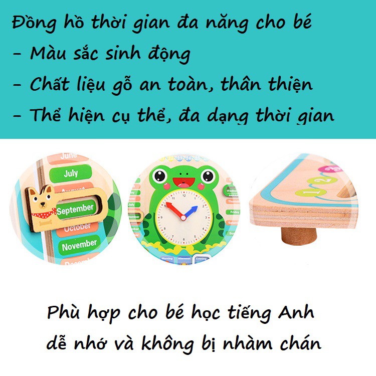 Đồng hồ đa nằng hình chú Ếch xanh 7 chức năng trong 1 KB216034, giáo cụ montessori Porhodo