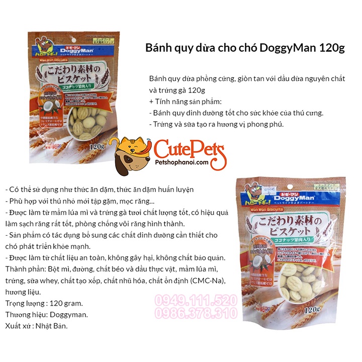 Bánh thưởng cho chó Doggy Man 120g bánh quy ngũ cốc - Phụ kiện thú cưng Hà Nội